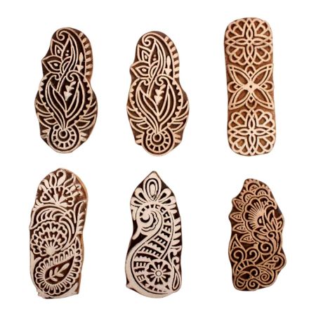 Set of 6 Piece New Mix Wooden Printing Block